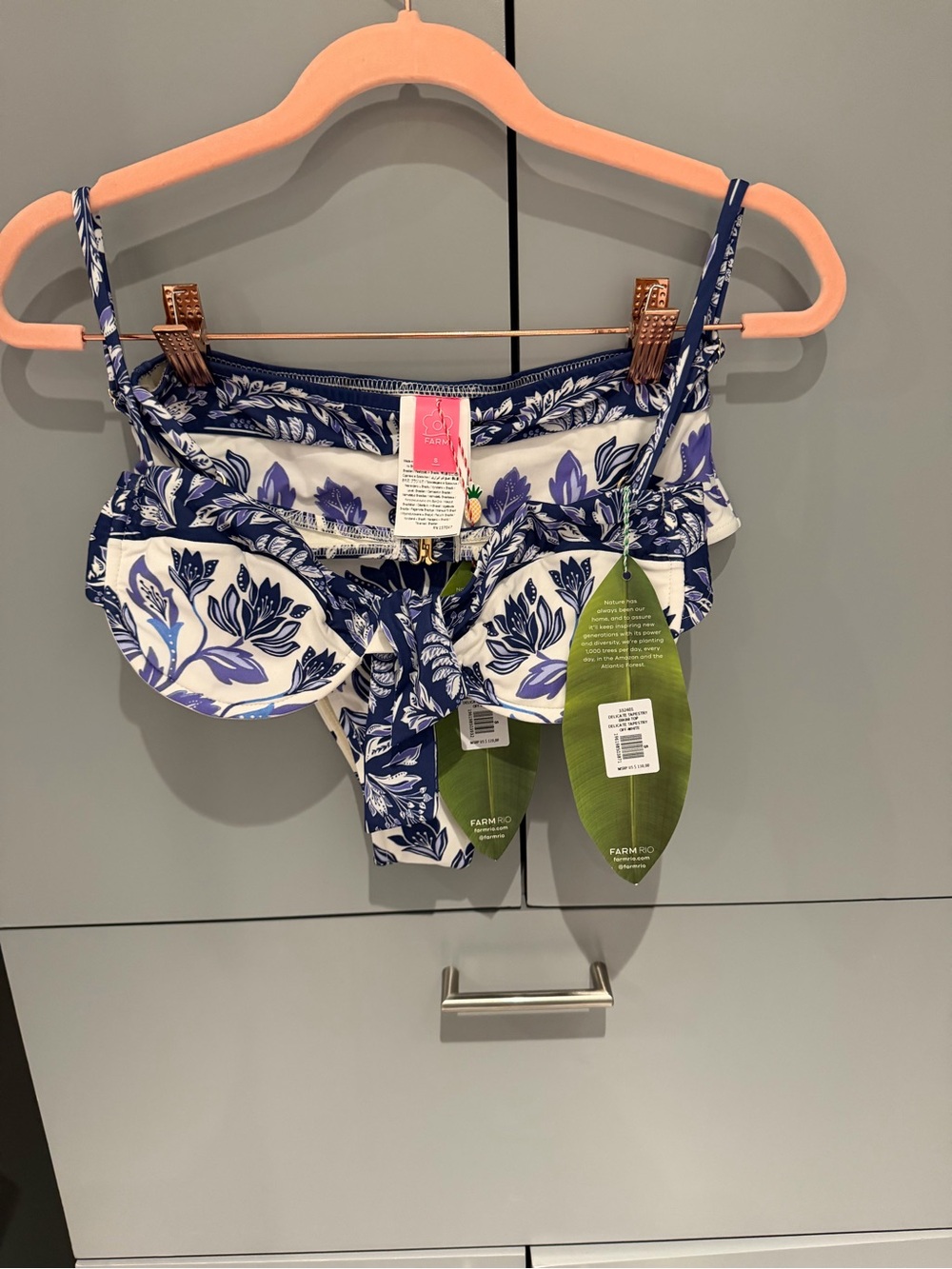 Farm Rio Small Blue and White Floral Bikini Set